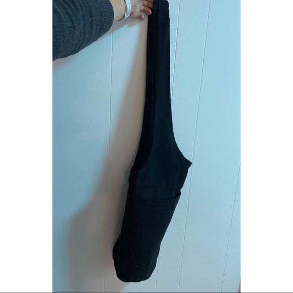 Canvas Shoulder Bag Satchel Black with 2 pockets (fits a large bottle of wine) - Picture 3 of 3